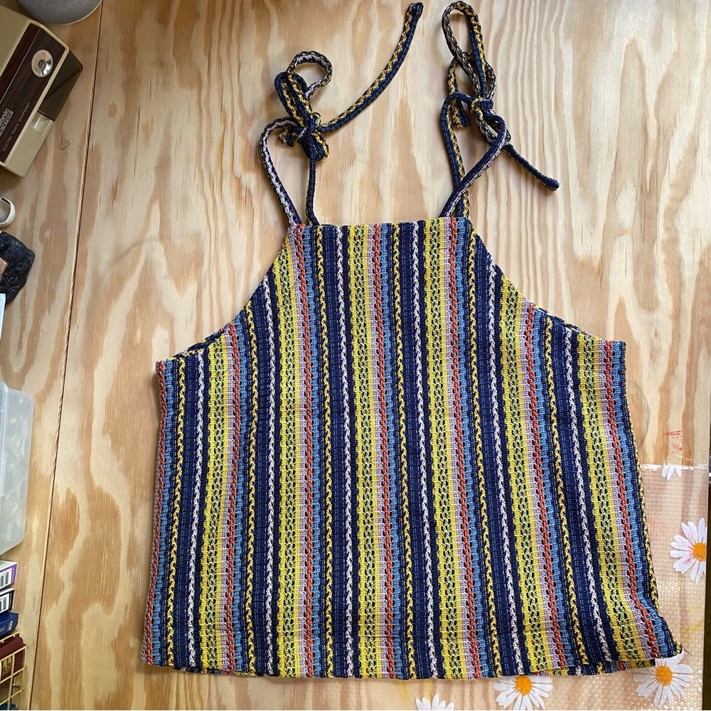 Madewell texture and thread stripe tie tank